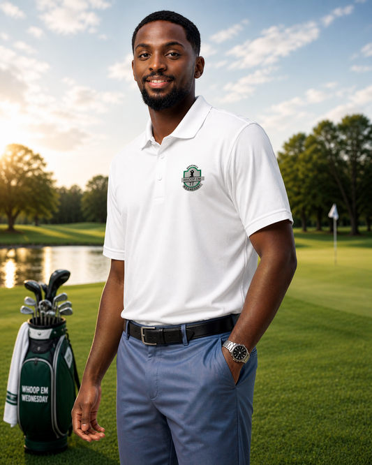 Whoop 'Em Wednesday adidas Dry-Fit Polo - White